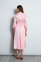 Satin Smocked Pleat Dress