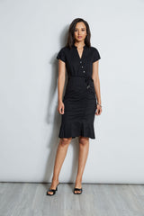 Ruched Cotton Shirt Dress