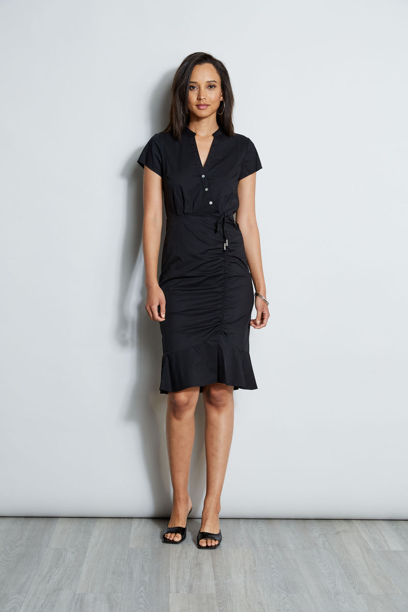 Ruched Cotton Shirt Dress