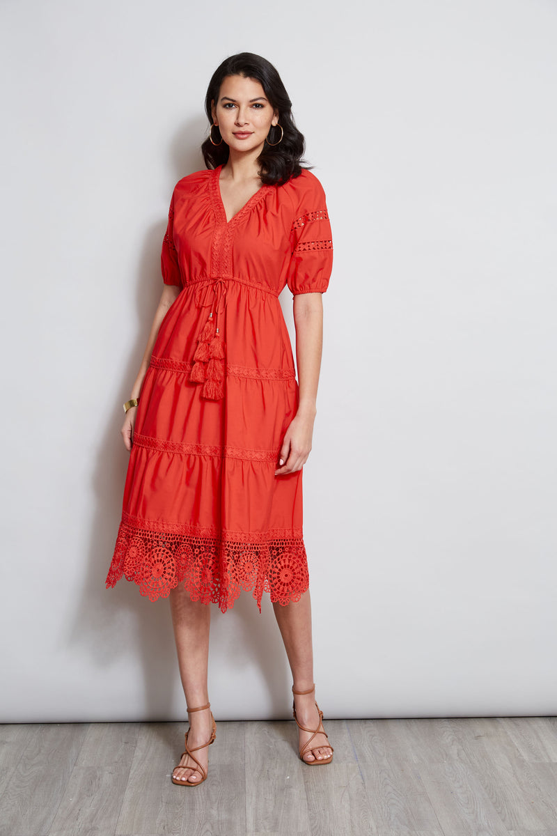 Embroidered Short Sleeve Dress