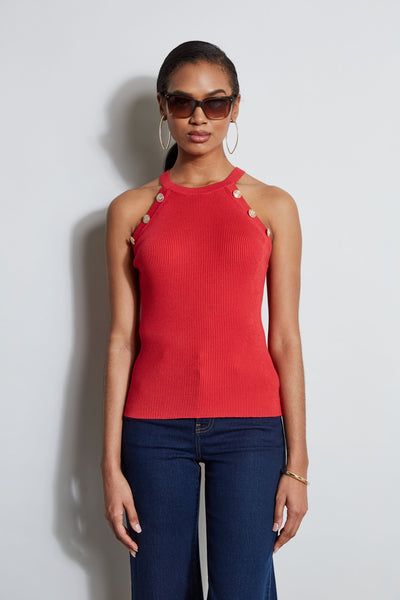 Halter Button Rib Tank Image 1