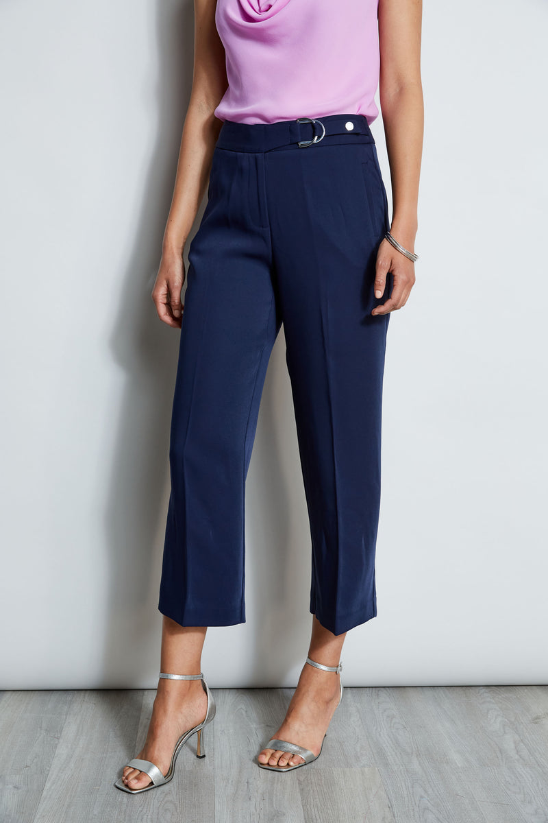 Cropped Wide Leg Belted Pant