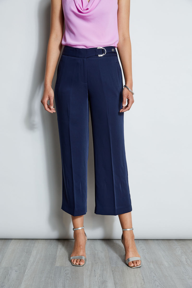 Cropped Wide Leg Belted Pant