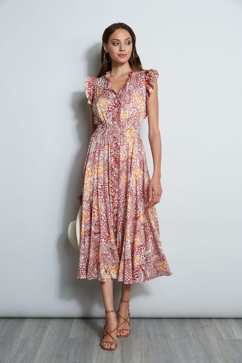 Silk Printed Midi Dress