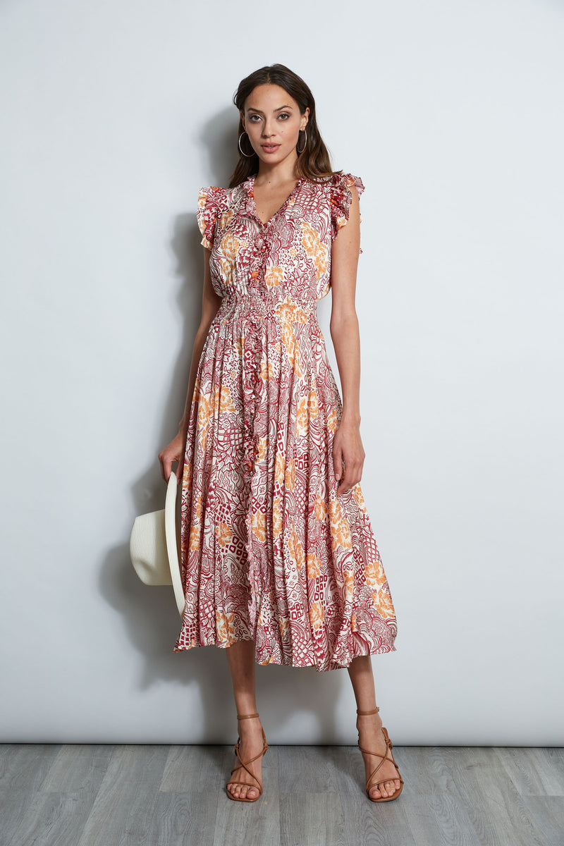 Silk Printed Midi Dress