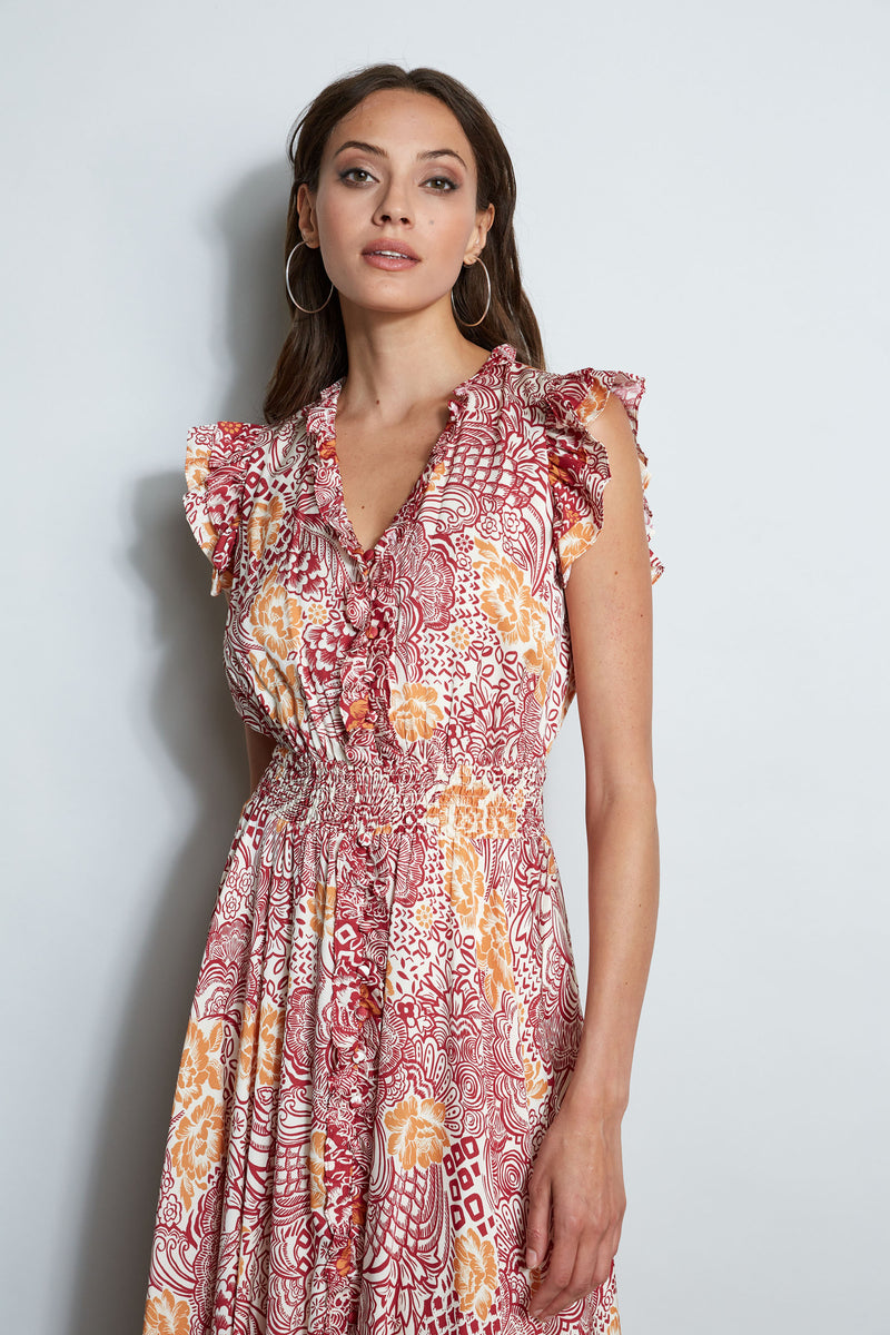Silk Printed Midi Dress