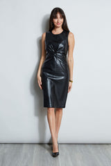 Vegan Leather Twist Dress