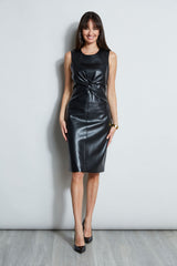 Vegan Leather Twist Dress