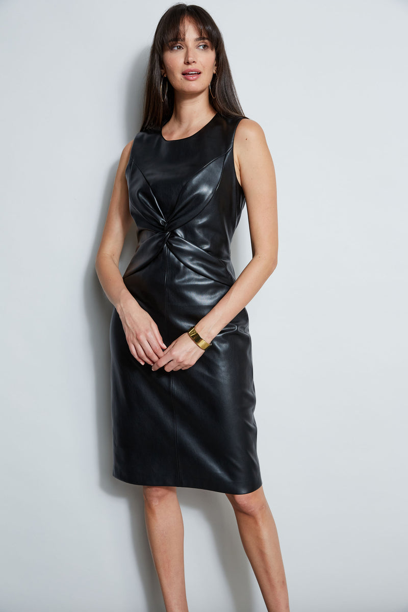 Vegan Leather Twist Dress