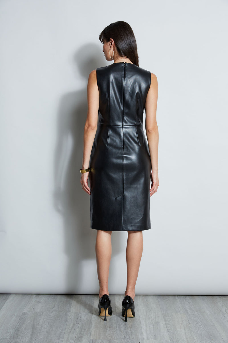 Vegan Leather Twist Dress