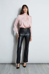 Draped Neck Silk Shirt