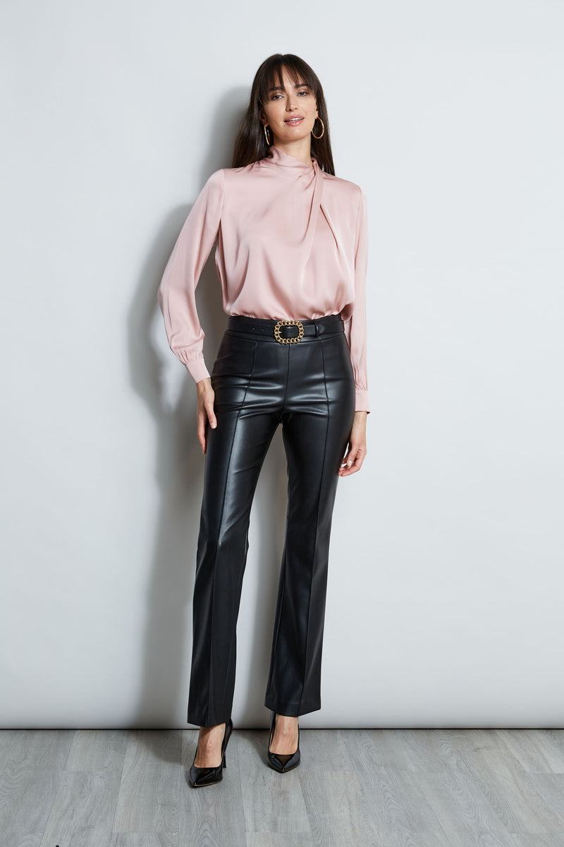 Draped Neck Silk Shirt