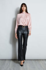 Draped Neck Silk Shirt