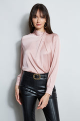 Draped Neck Silk Shirt