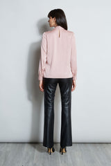 Draped Neck Silk Shirt