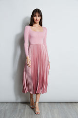Square Neck Pleated Midi Dress