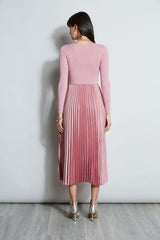 Square Neck Pleated Midi Dress