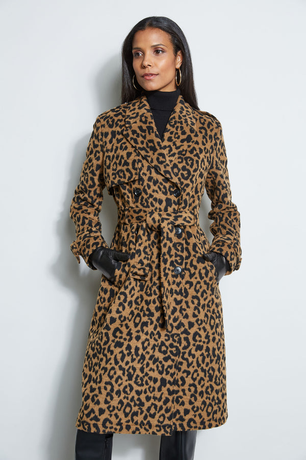Leopard Double Breasted Trench Coat