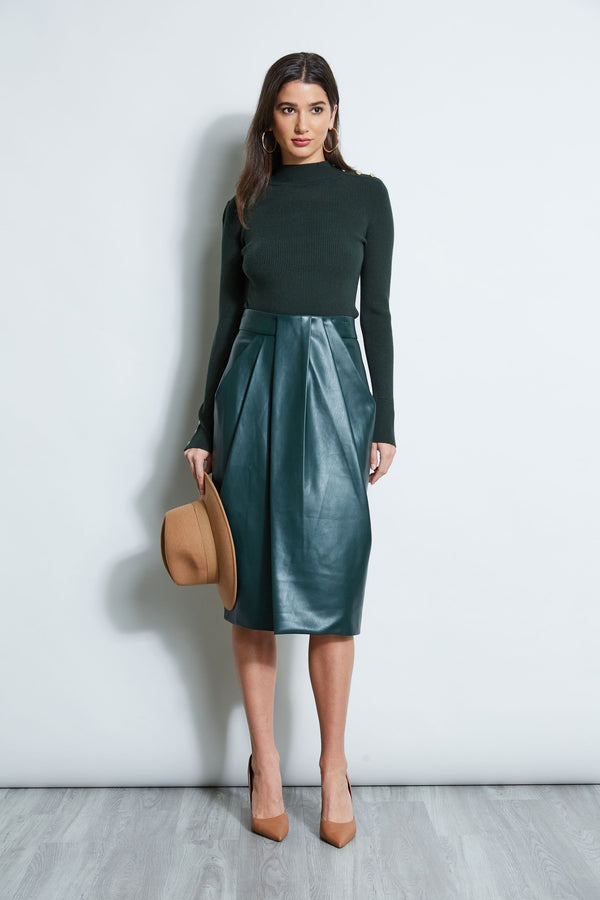 Vegan Leather Draped Skirt