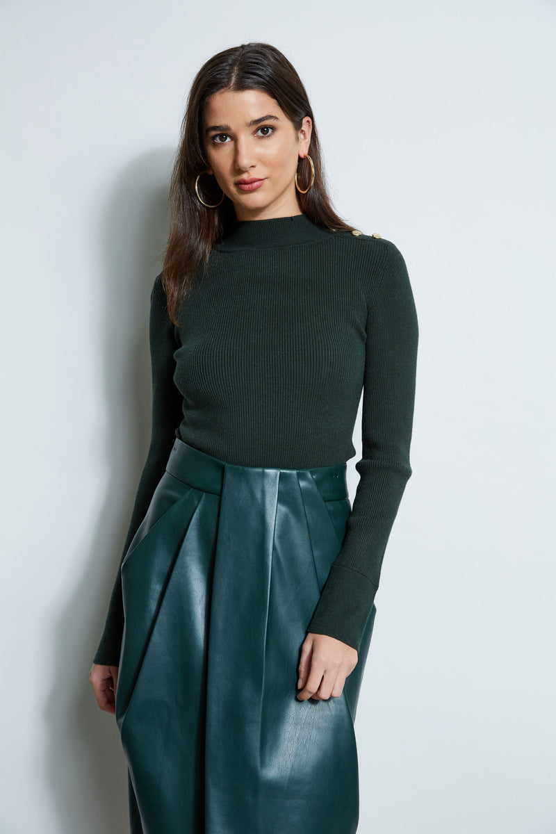 Four Button Mock Neck Sweater