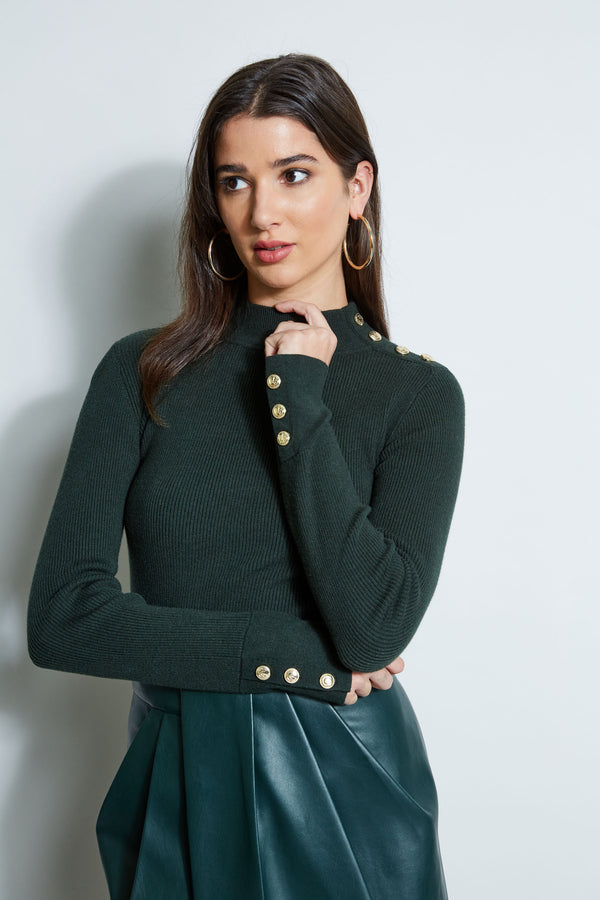 Four Button Mock Neck Sweater