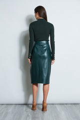 Vegan Leather Draped Skirt