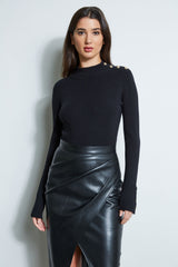 Four Button Mock Neck Sweater