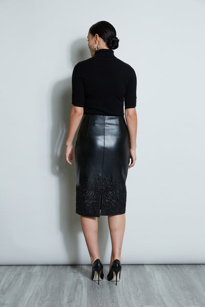 Vegan Leather Applique Lace Skirt Image 5