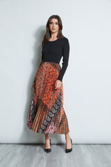 Printed Pleated Midi Dress