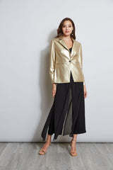 Metallic Vegan Leather Blazer