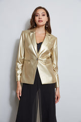 Metallic Vegan Leather Blazer