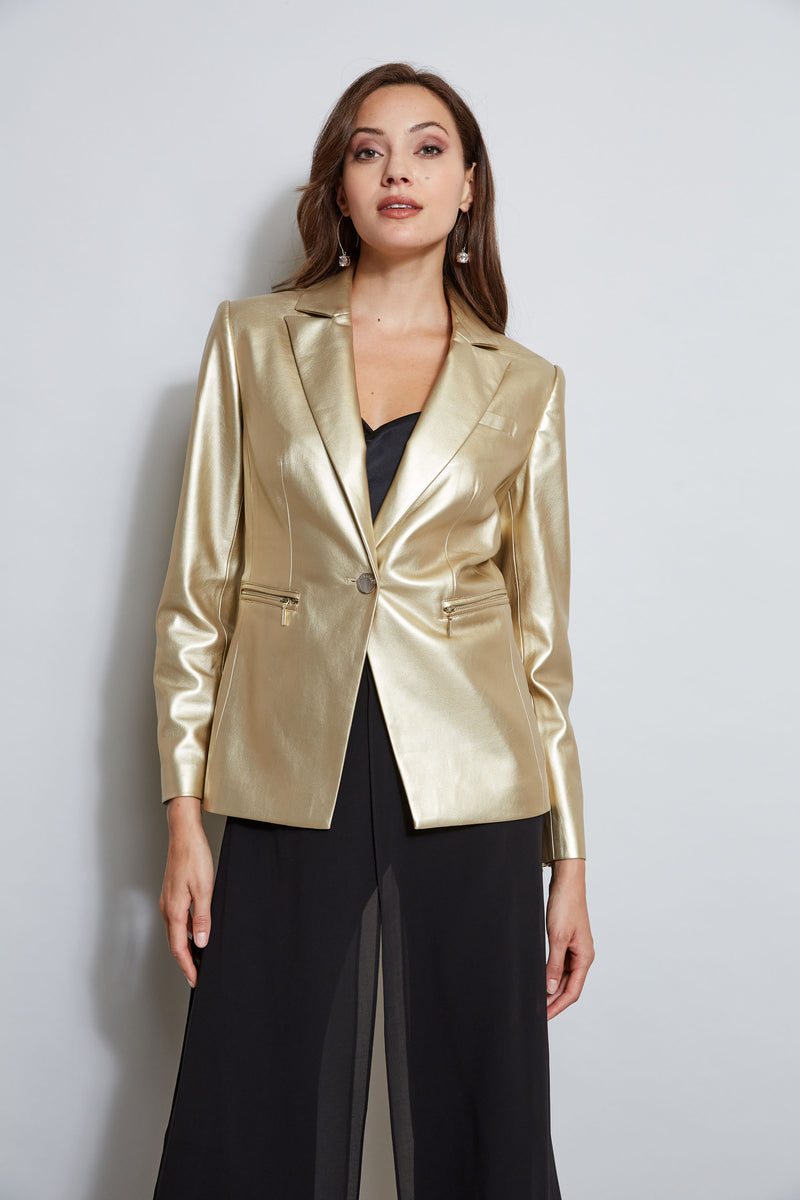 Metallic Vegan Leather Blazer