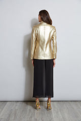 Metallic Vegan Leather Blazer