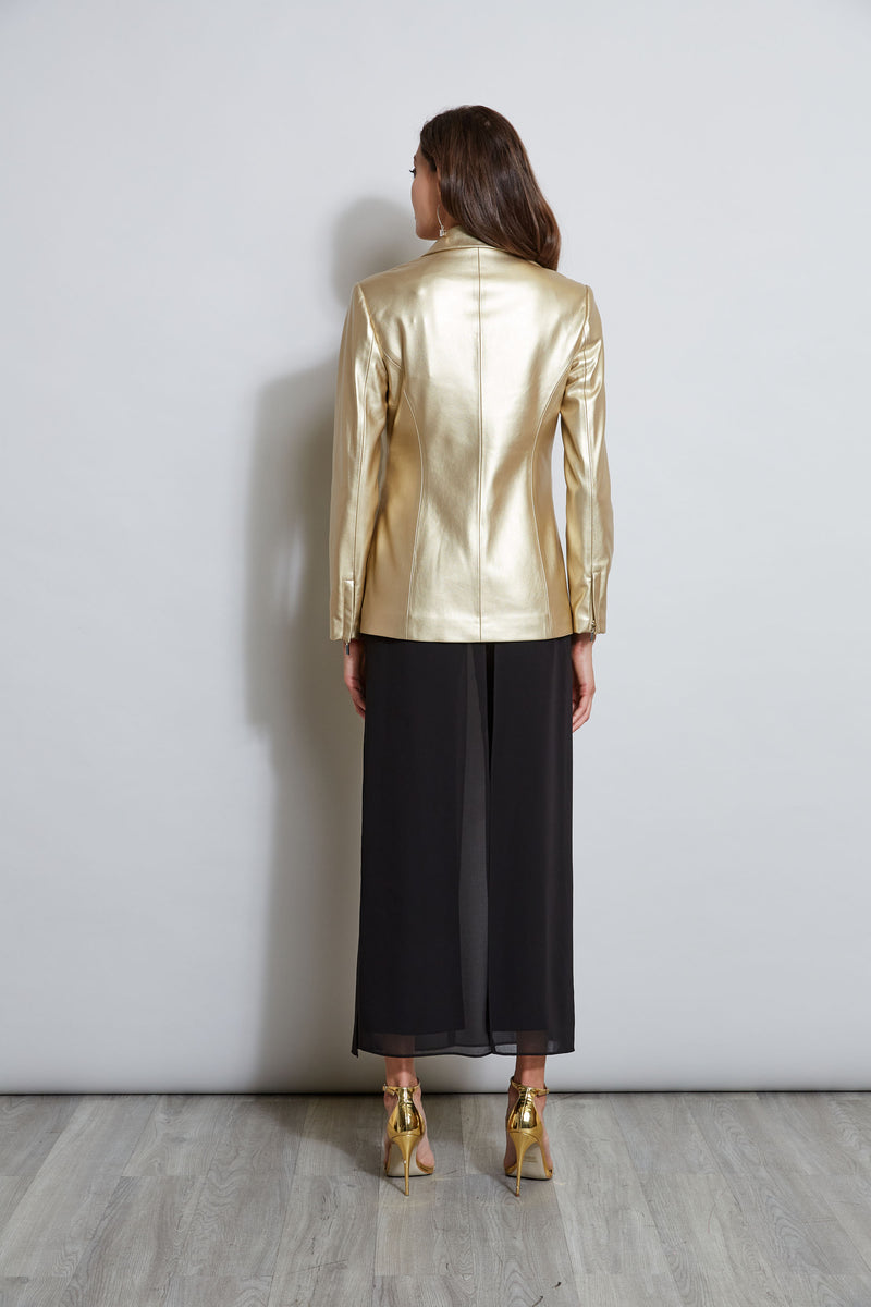 Metallic Vegan Leather Blazer
