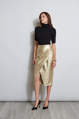 Metallic Midi Wrap Skirt