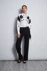 Floral Applique Silk Shirt