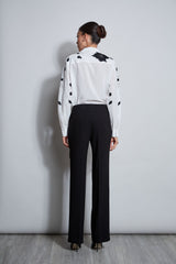Floral Applique Silk Shirt