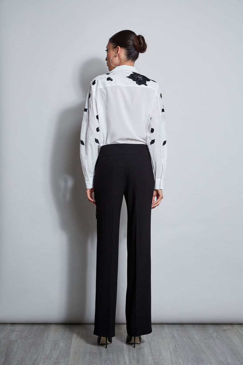 Floral Applique Silk Shirt