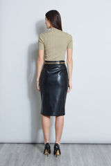 Vegan Leather Chain Skirt