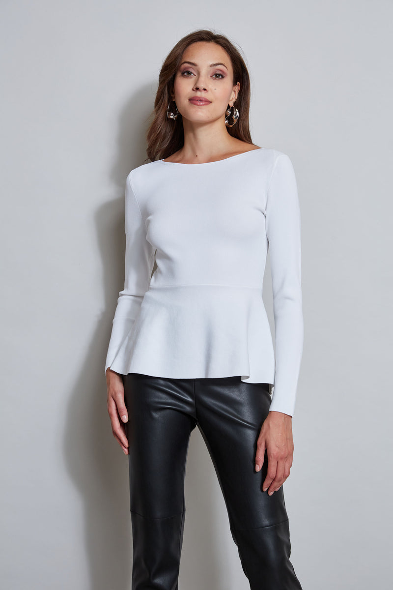 Long Sleeve Peplum Sweater – Elie Tahari