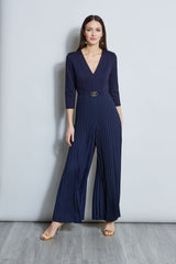 Knit Bodice Pleated Jumpsuit