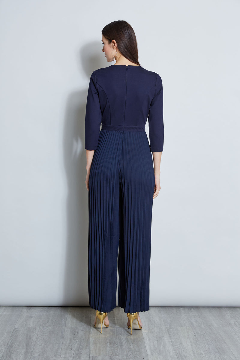 Tahari Cropped Jumpsuit in Blue