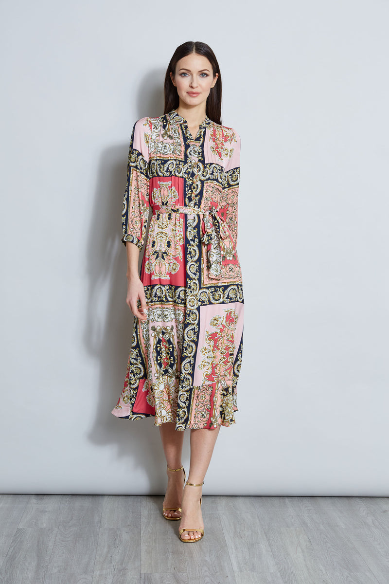 Scarf print midi dress top