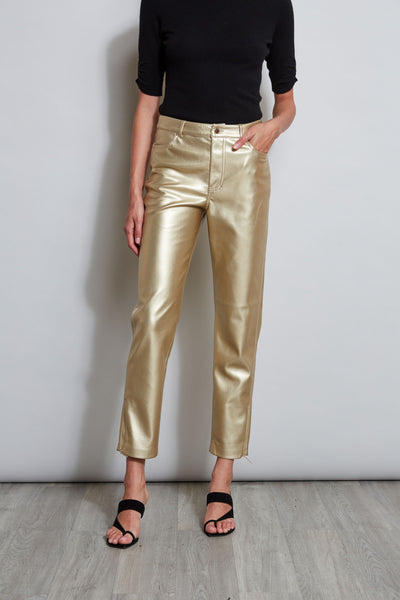 Metallic Vegan Leather Pant Image 3