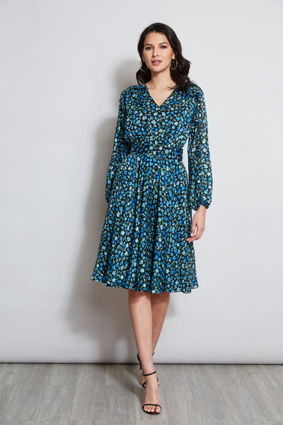 Floral Long Sleeve Belted Dress Image 1
