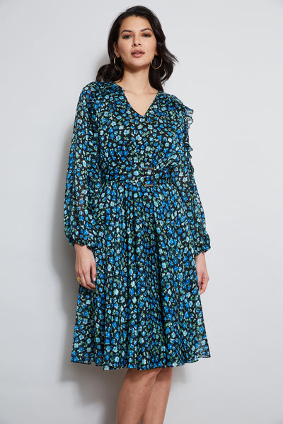 Floral Long Sleeve Belted Dress Image 2