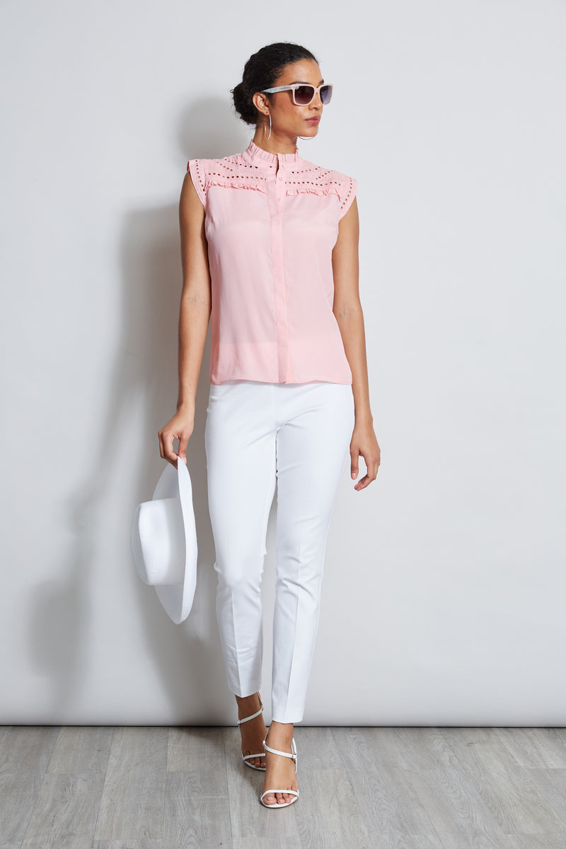 Embroidered Sleeveless Shirt