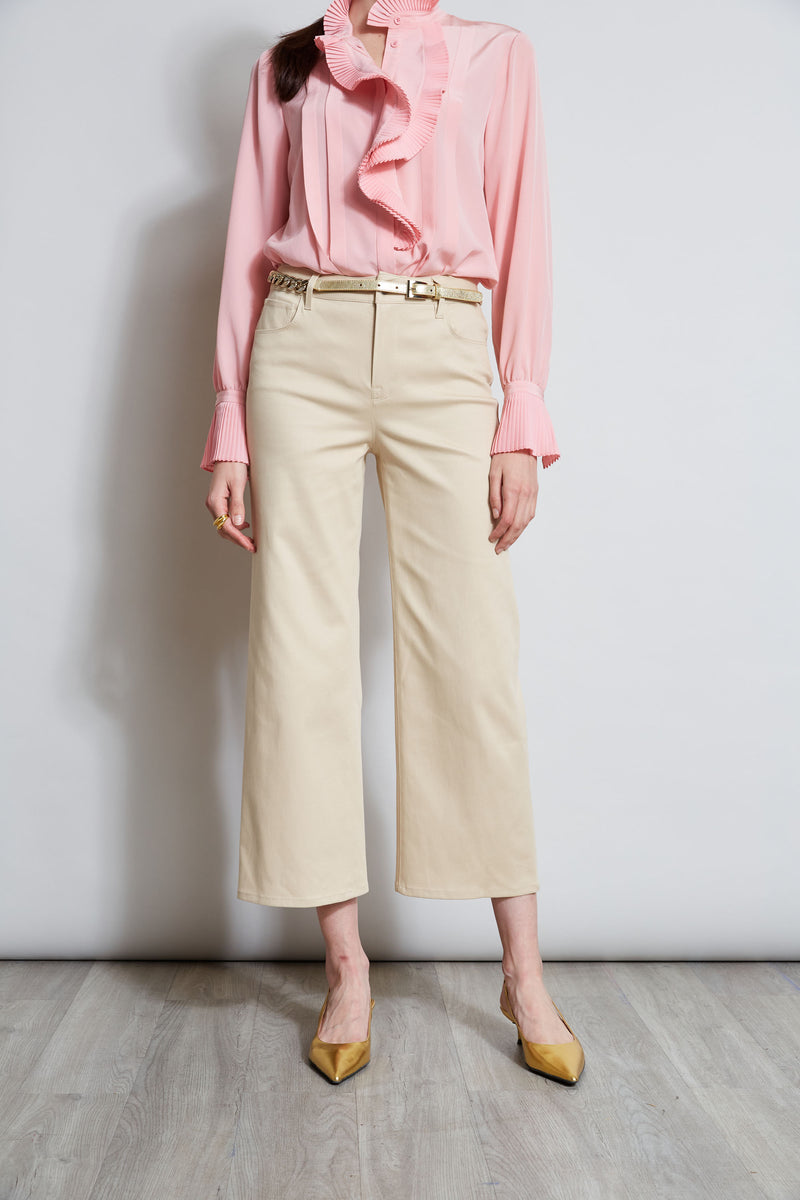 Stretch Denim Wide Leg Pant