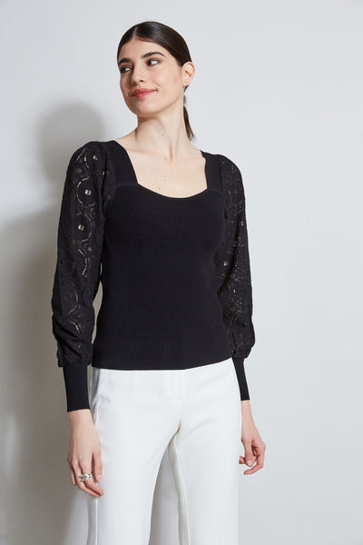 Contour Neck Lace Sleeve Sweater Image 3
