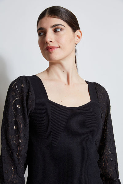 Contour Neck Lace Sleeve Sweater Image 6